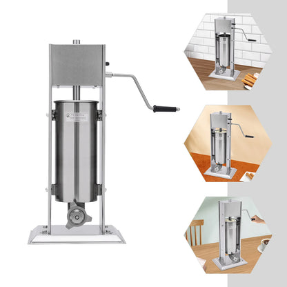 Churro Maker Machine 5L Stainless Steel Homemade Vertical Chocolate Caramel Filling Kitchen Machine with 6 Nozzles & 2 Speed