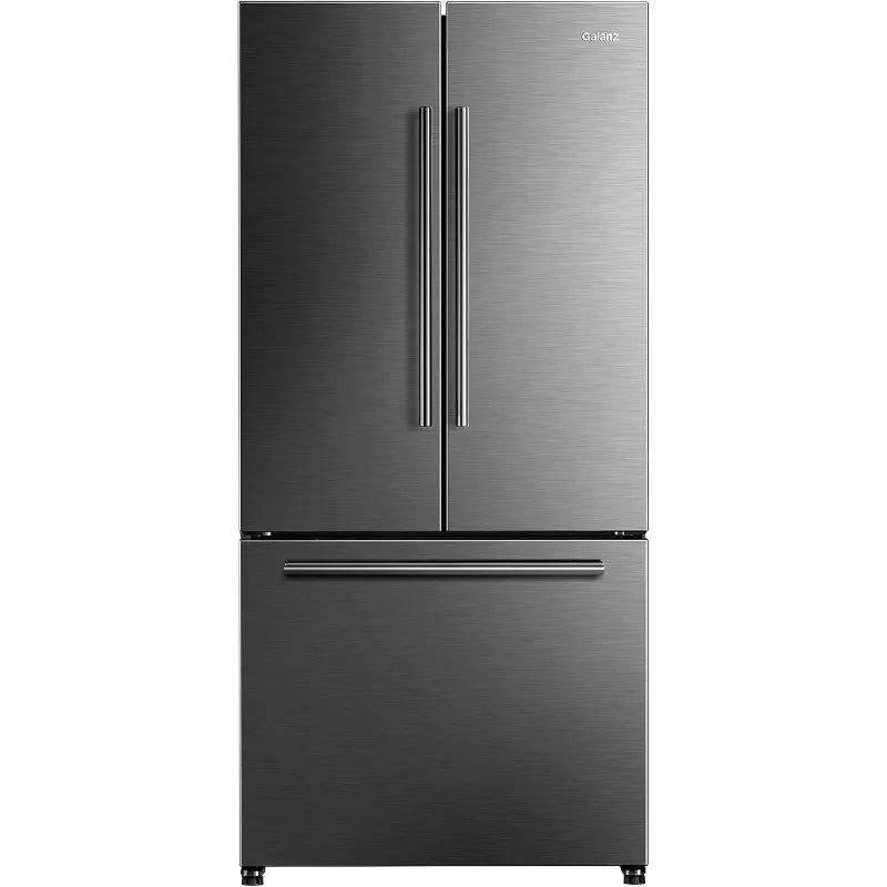 French Door Refrigerator with Installed Ice Maker and Bottom Freezer Adjustable Electrical Thermostat Control