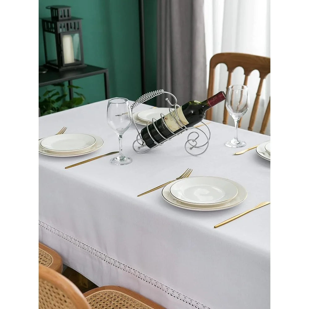 Heavy Duty Polyester Tablecloth Waterproof Wrinkle Free Stain Resistant Oil Proof Faux Linen Weddings Parties Banquets Dining