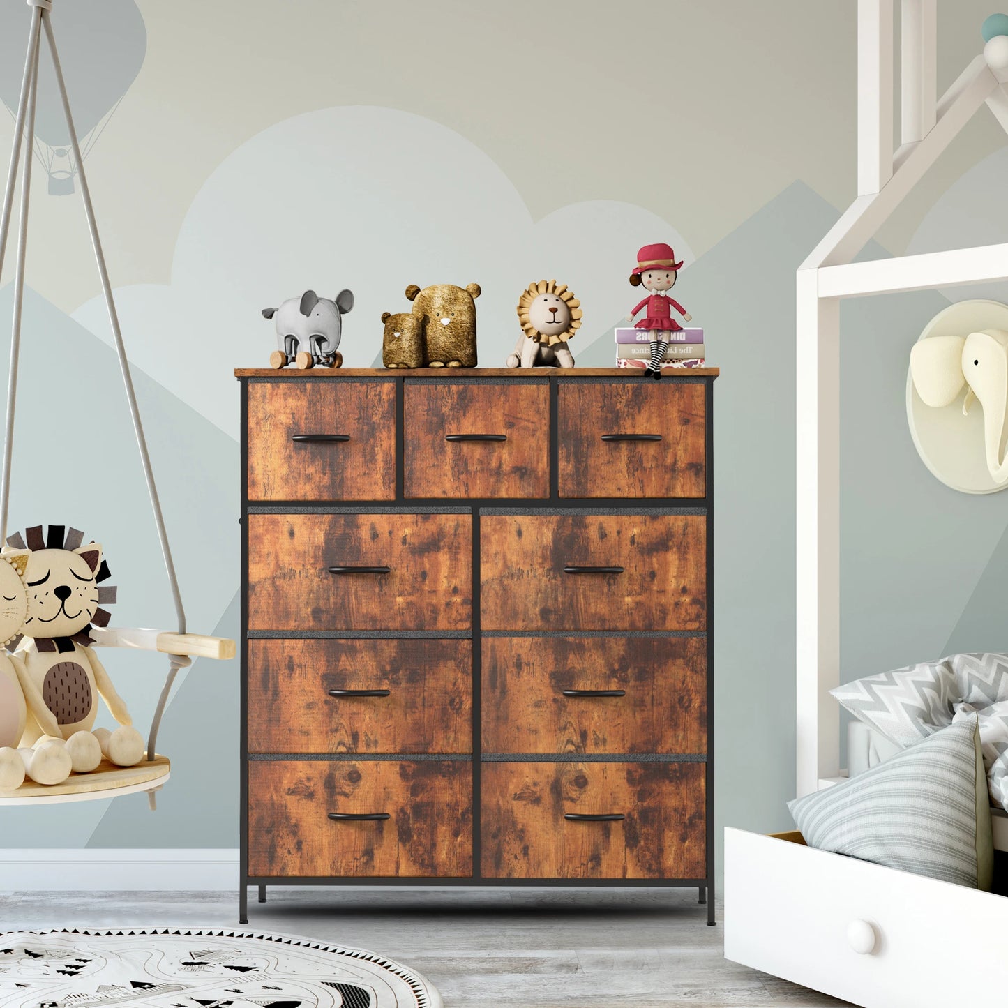 Dresser For Bedroom With 9 Fabric Storage Drawer Wardrobe