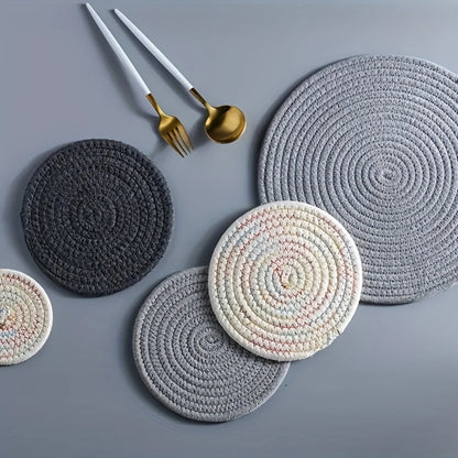 Cotton Woven Coaster, Japanese Hand-woven Thread Rope Placemat, Household Table Heat Insulation Table Mat, Office Desktop Coaste