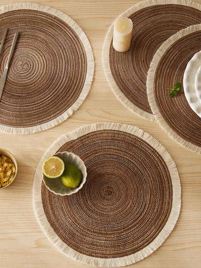 Hot Round Braided Placemats Set of 4 Washable PP Heat Resistant 38cm Table Place Mat for Kitchen Xmas Dining Table Party Decor