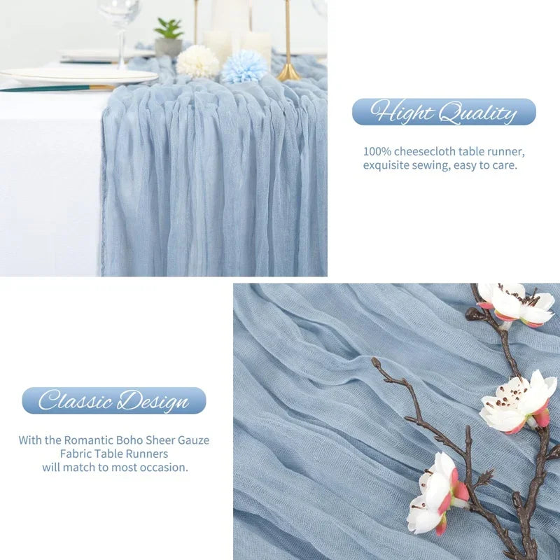 1pc Cheesecloth Table Runner,Country Style Gauze Cheese Cloth Tablecloth For Wedding,Bridal Shower,Baby Shower,Birthday Party