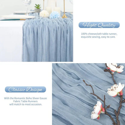 1pc Cheesecloth Table Runner,Country Style Gauze Cheese Cloth Tablecloth For Wedding,Bridal Shower,Baby Shower,Birthday Party