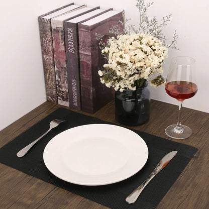 Woven Vinyl Placemats Set Place Mats Crossweave Non-Slip Washable Table Mats for Dining Table Kitchen Reataurant Decor Coasters