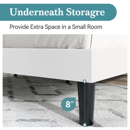 Velvet Upholstered Bed Frame, Vertical Channel Tufted Wingback Headboard, Wooden Slats