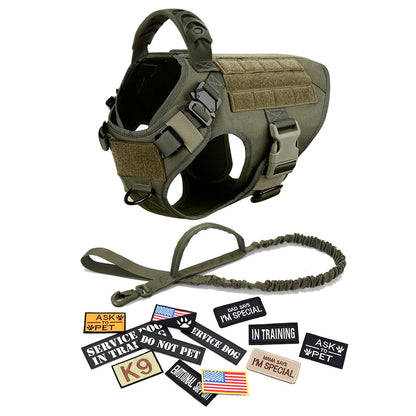Military Large Dog Harness Collar Leash Bags Patches Set Pet  Training Vests Tactical Dogs Harnesses Accessories