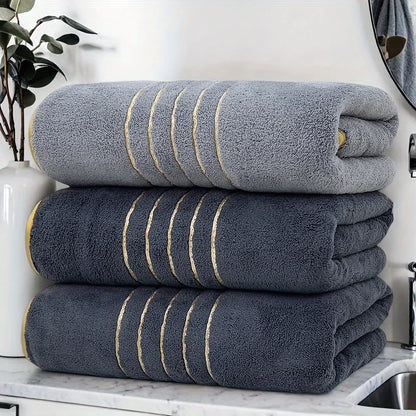 3pcs Ultra-Soft Coral Bath Towel Set - Quick-Dry Luxury Spa & Gym Towels, Large Bath Sheets , Lightweight & Highly Absorbent