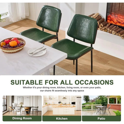 Dining Chairs Set of 4, Upholstered PU Leather Armless Dining Chair