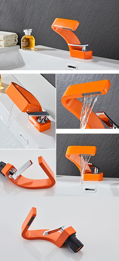 Bathroom Deck Mounted Basin Faucet Black Sink Tap Single Hole Water Tap Hot and Cold Mixer Faucet