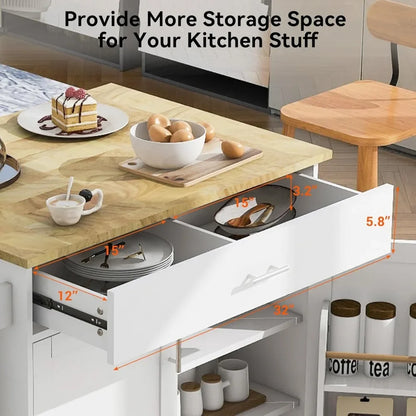 Small Kitchen Island Cart on Wheels with Drop Leaf Countertop, Mobile Kitchen Cat with Internal Storage Rack, Spacious Drawer