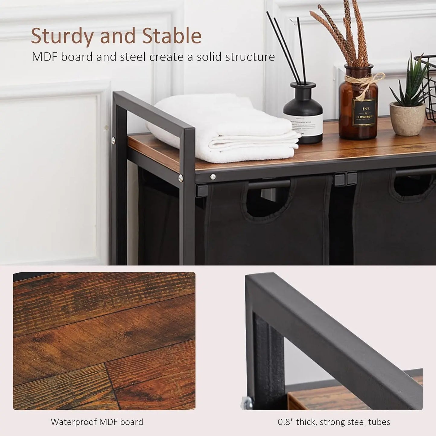 Laundry Hamper, Laundry Basket Organizer Laundry Sorter 2 Section with Removable Laundry Bag and Top Shelf