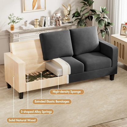 NEW-Convertible Sectional Sofa Couch, 3 Seat L-Shaped Sofa with Linen Fabric Ottoman