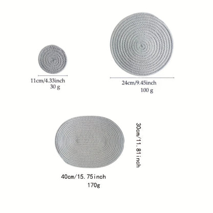 Cotton Woven Coaster, Japanese Hand-woven Thread Rope Placemat, Household Table Heat Insulation Table Mat, Office Desktop Coaste