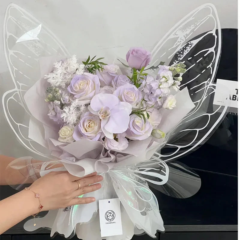 24Pcs Butterfly Wings Shape Flower Wrapping Paper Bouquets  DIY Gift Decoration Supplies