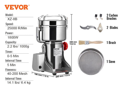 150-2500g Electric Grain Mill Grinder