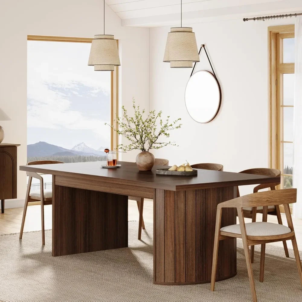 78.7" Extra Long Dining Table for 6-8 People, Large Farmhouse Kitchen Table with Wooden Tabletop