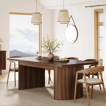 78.7" Extra Long Dining Table for 6-8 People, Large Farmhouse Kitchen Table with Wooden Tabletop