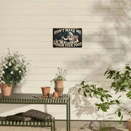 1PC Vintage "Don't Make Me Poison Your Food" Metal Sign - Funny Kitchen Decor, High-Quality Tin Wall Art, Humorous Gift