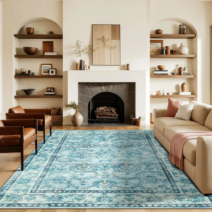 Vintage Area Rugs Low Pile Machine Washable