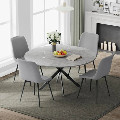 47" Round Dining Table Set for 4, Modern Kitchen Table Set with Steel Legs