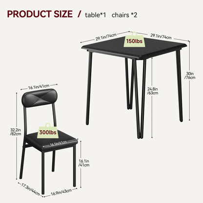 Small Dining Table Sets for 2 with Upholstered Chairs
