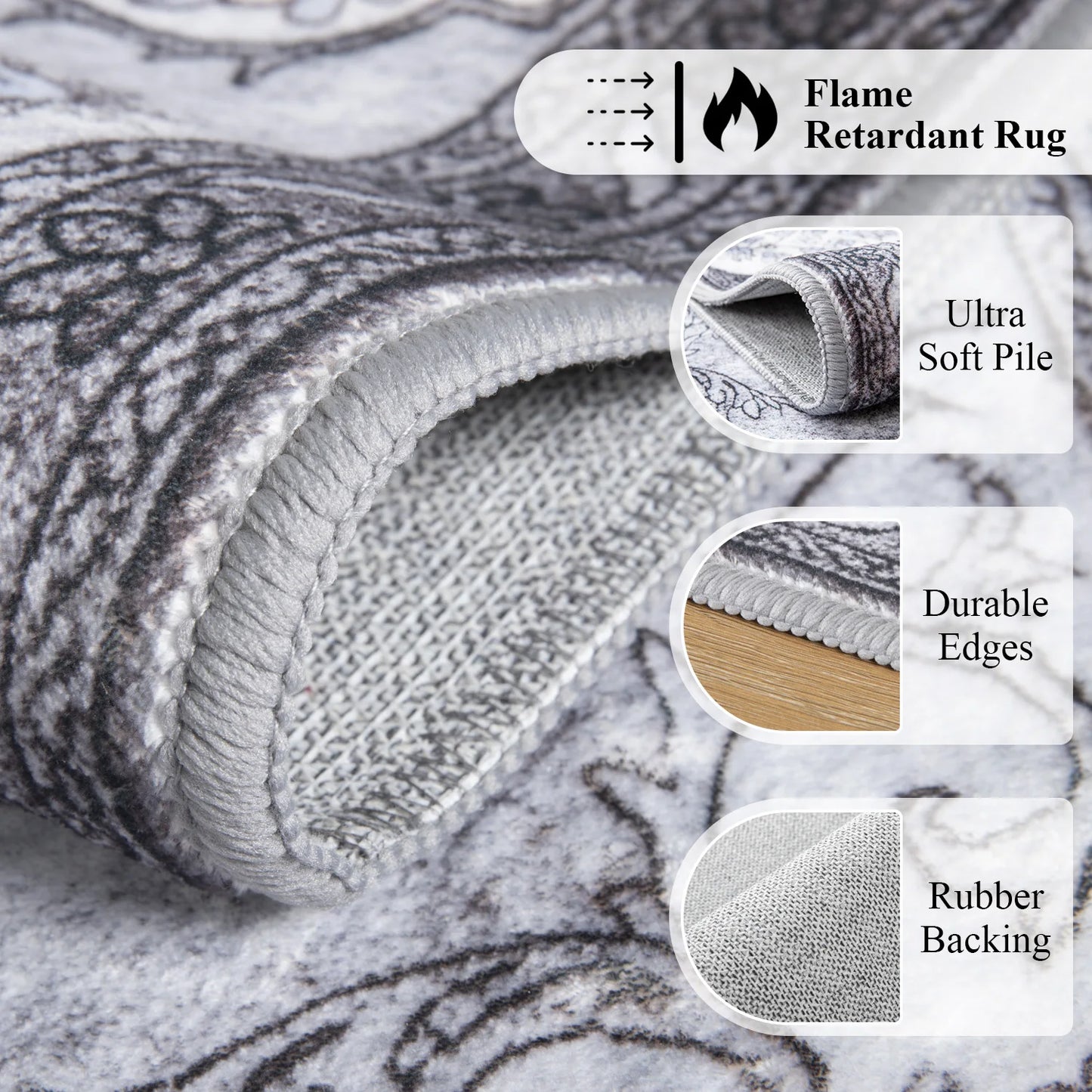 Elegant Floral Faux Wool Area Rug