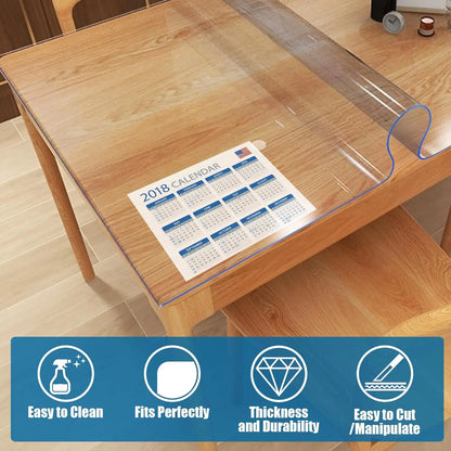 1.5mm Thick 24 x 48 Clear Vinyl Blotter Mat Table Protector, Plastic , Wipeable Easy Clean
