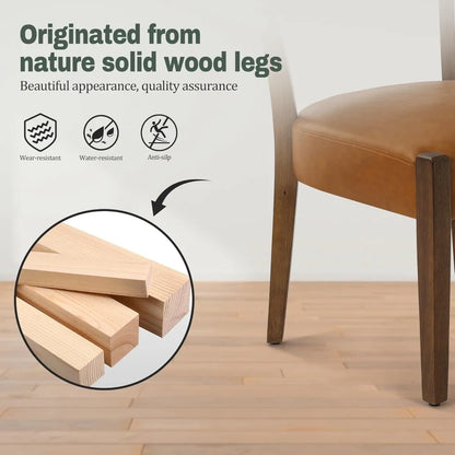 Faux Leather Dining Chairs Set of 4 Upholstered Kitchen & Dining Room Wooden Chairs Mid Century Modern Dining Chairs Low Back