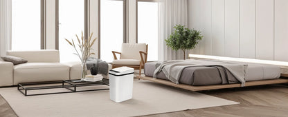 2 Pack 12L & 18L Bathroom Automatic Trash Can Touchless Motion Sensor Garbage Can with Lid for Bedroom living Room Kitchen White