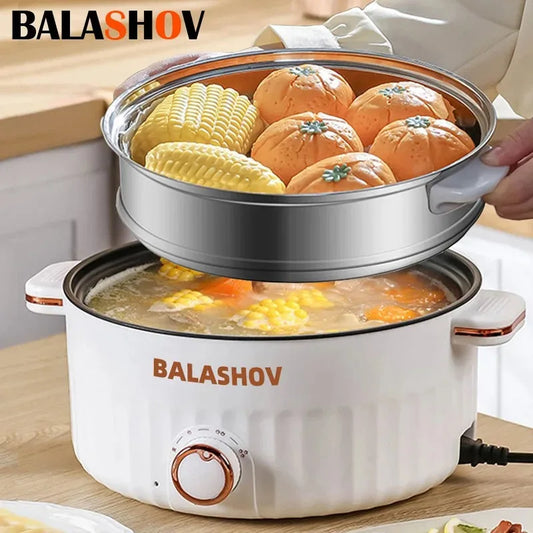 Portable Electric Multifunctional Cooker Household Double Layer Hot Pot Mini Non-stick Cookware