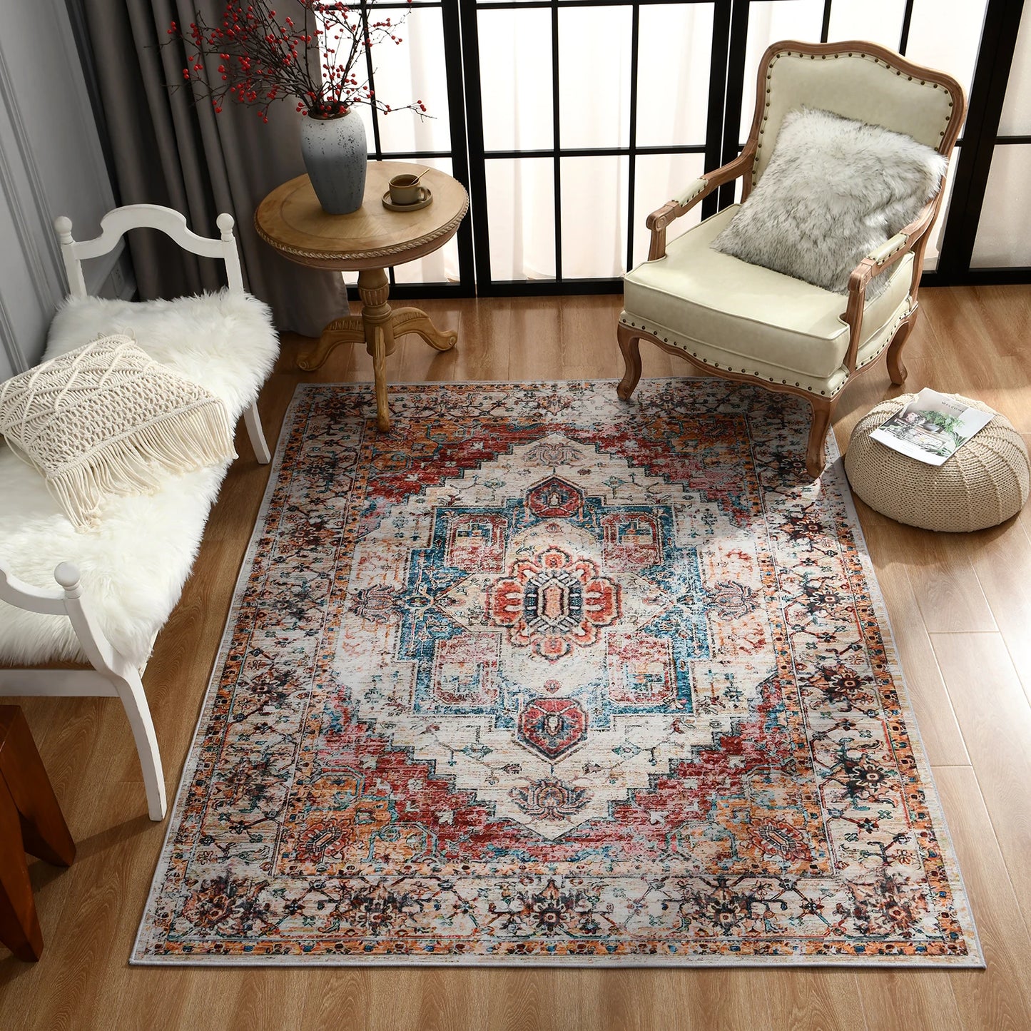 Vintage Bohemian Area Rug for Living Room, Bedroom