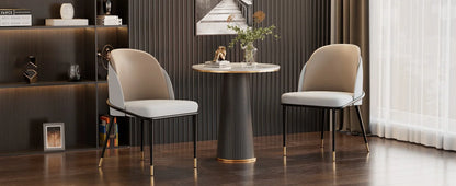 Luxury Set Of 2 Dining Chairs Kitchen Accent Leisure Microfiber Leather Living Room Chairs for Dining,Kitchen,Study Room