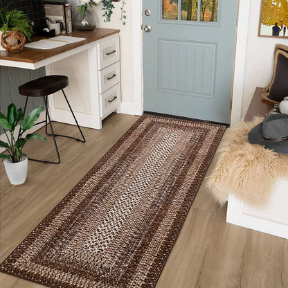 Washable Area Rugs ,Braided Print, Non Slip