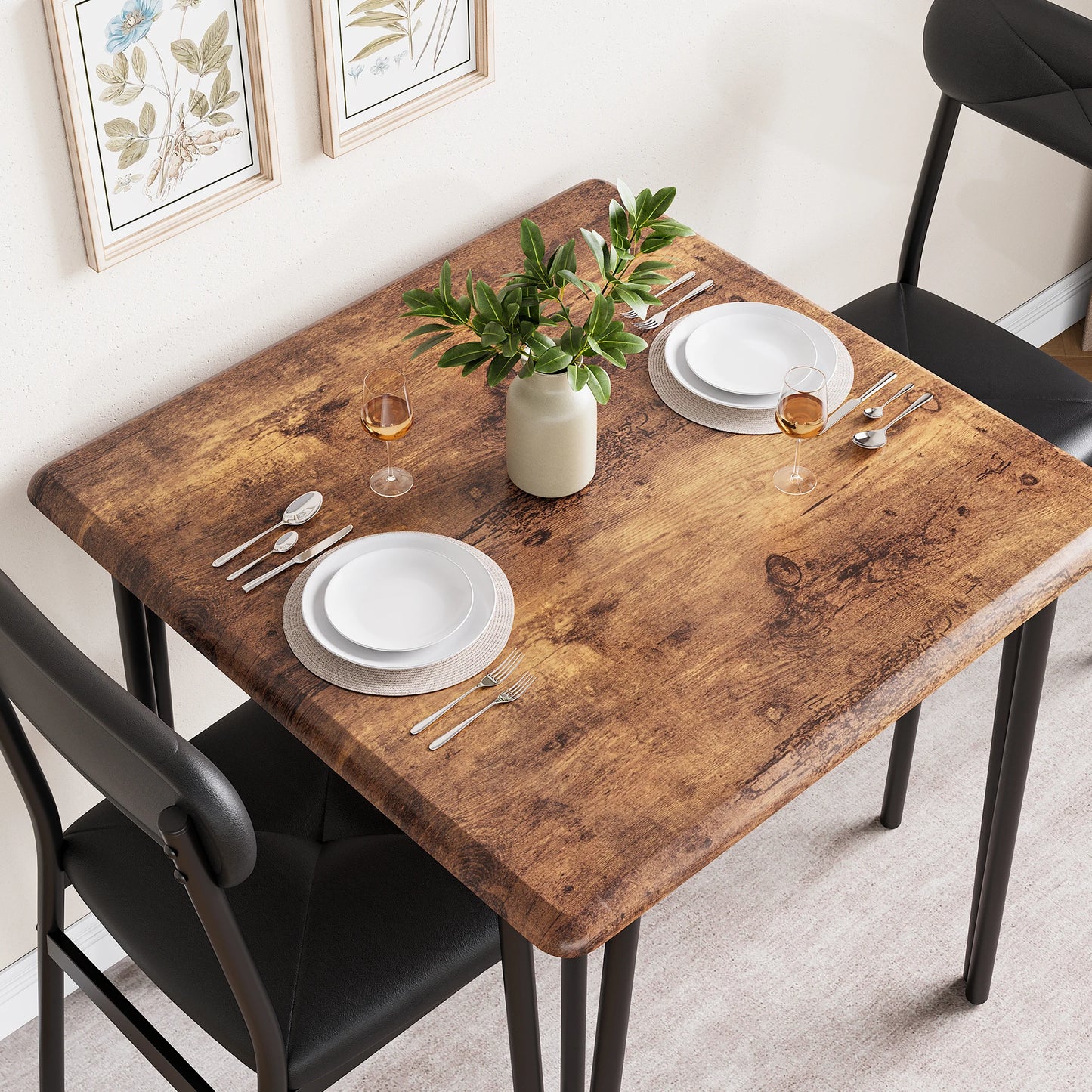 Small Dining Table Sets for 2 with Upholstered Chairs