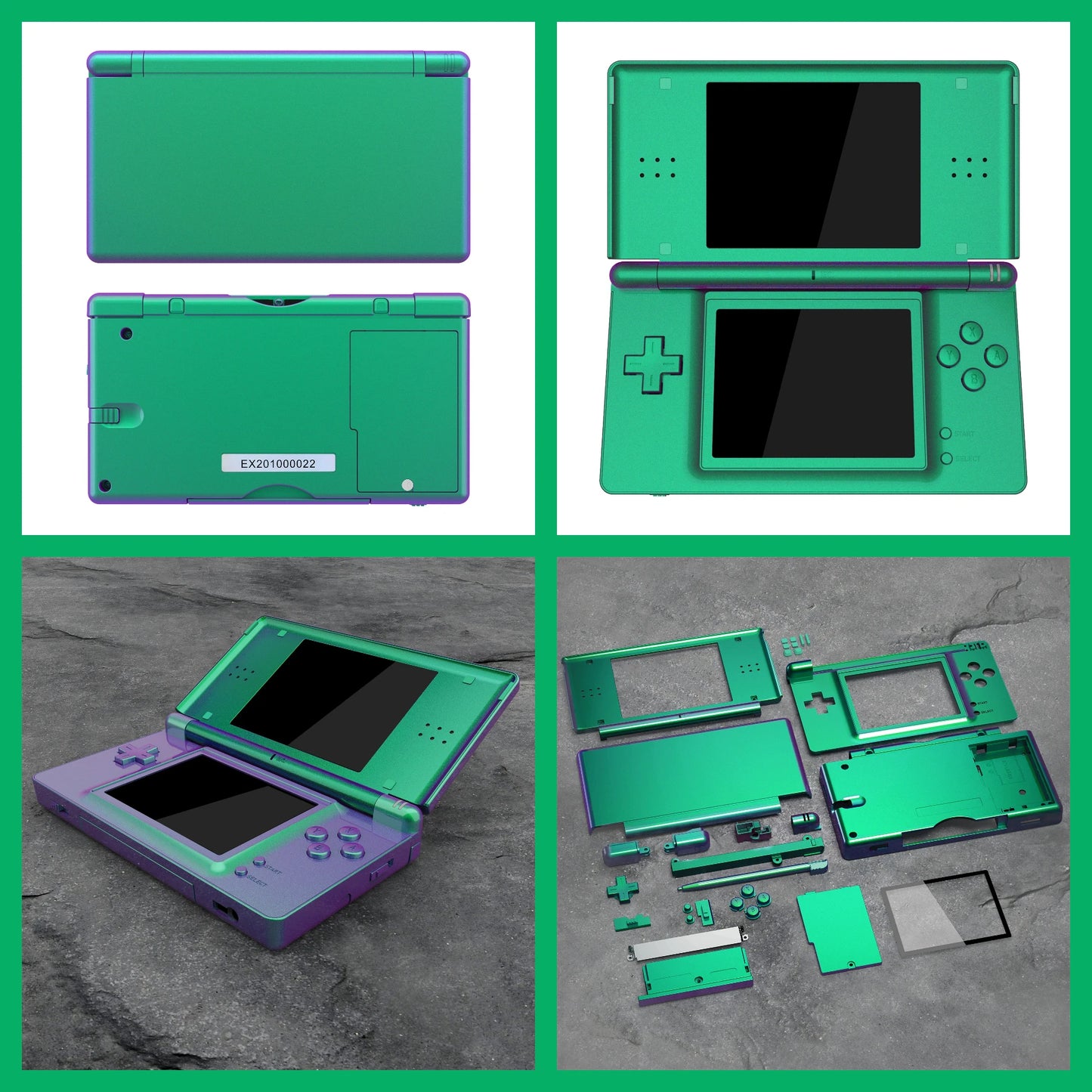 eXtremeRate Replacement Full Housing Shell for Nintendo DS Lite, Case Cover with Buttons, Screen Lens for NDSL - Single Series