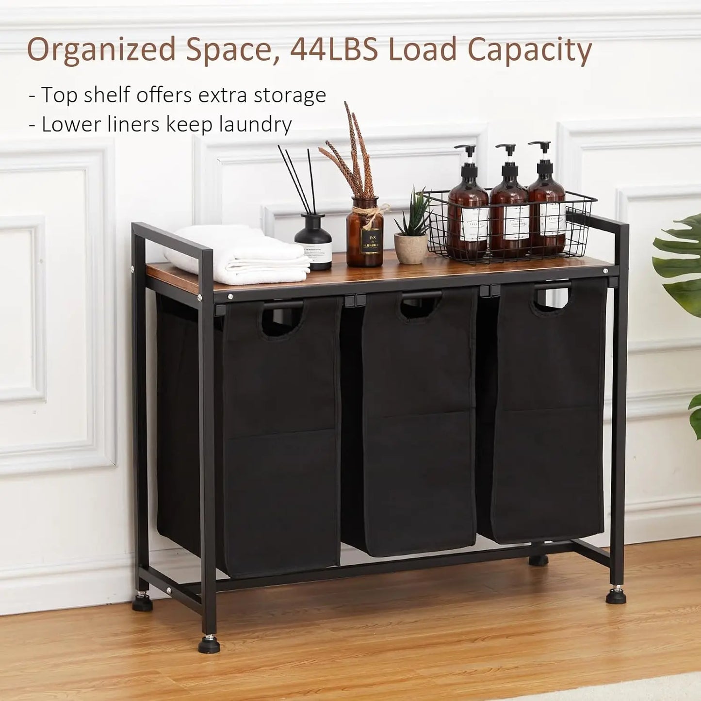 Laundry Hamper, Laundry Basket Organizer Laundry Sorter 2 Section with Removable Laundry Bag and Top Shelf