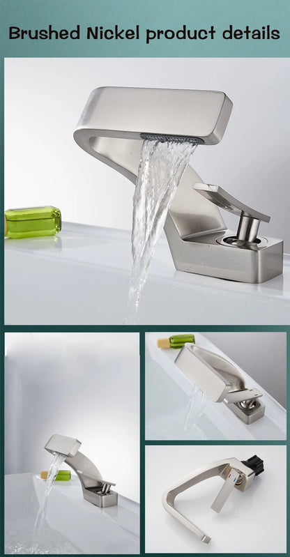 Bathroom Deck Mounted Basin Faucet Black Sink Tap Single Hole Water Tap Hot and Cold Mixer Faucet