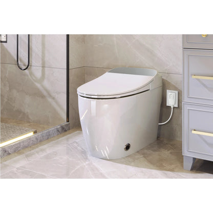 Heated Seat Smart Toilet, One Piece Toilet, Automatic Flush Tank Less Toilet without Bidet, with Foot sensor Flush