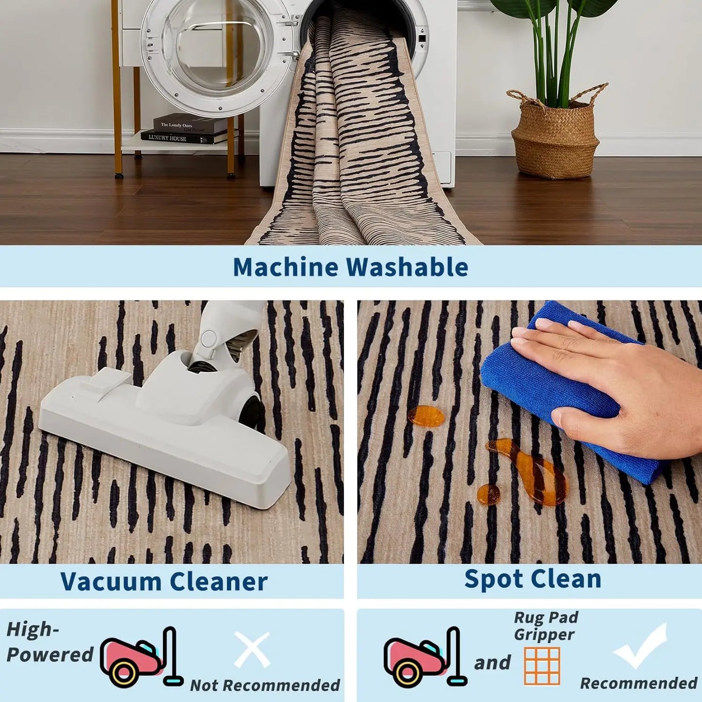 Washable Modern Stripe Carpet Non Slip