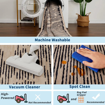 Washable Modern Stripe Carpet Non Slip