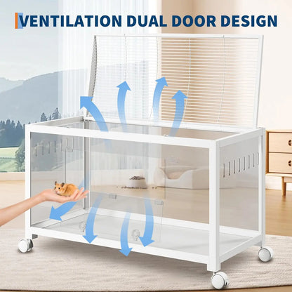 Hamster Cage with Wheels, Large Metal Rat Cage, Rodent Cage, Stackable with Top Access, Ventilated Pet Mice Cage