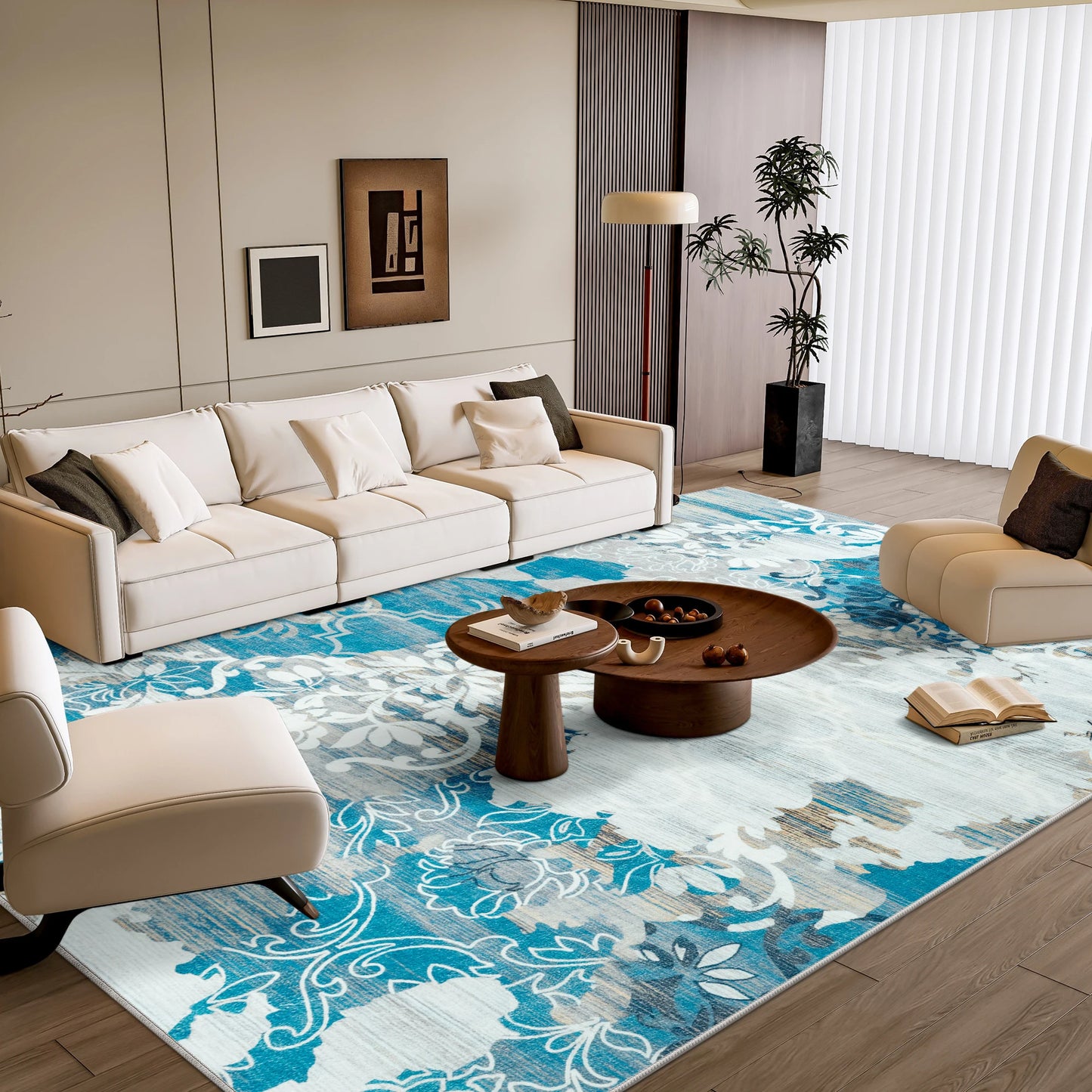Elegant Floral Faux Wool Area Rug