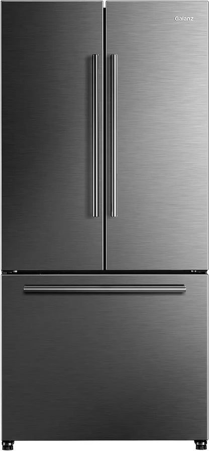 French Door Refrigerator with Installed Ice Maker and Bottom Freezer Adjustable Electrical Thermostat Control