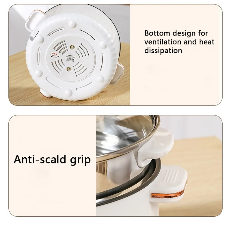 Portable Electric Multifunctional Cooker Household Double Layer Hot Pot Mini Non-stick Cookware