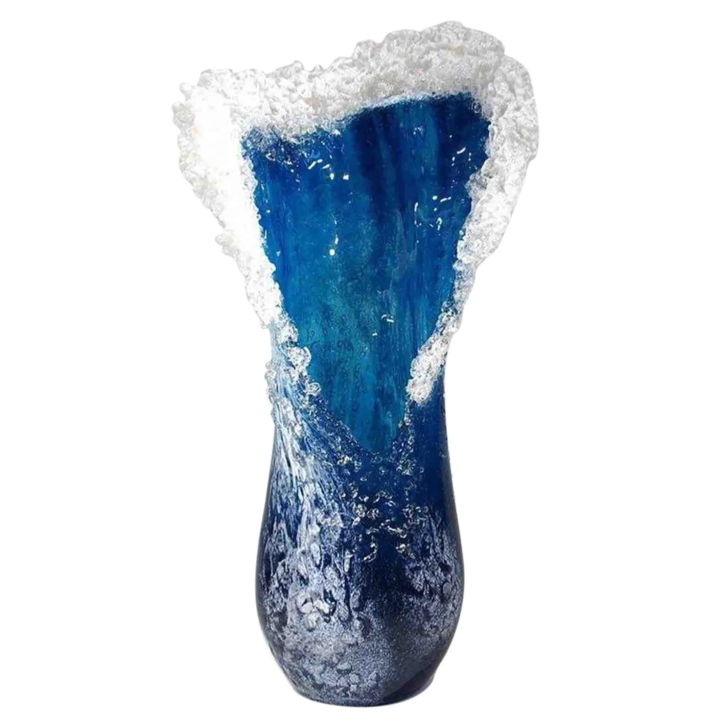 Sea Wave Vase, Wavy Vase Resin Blue