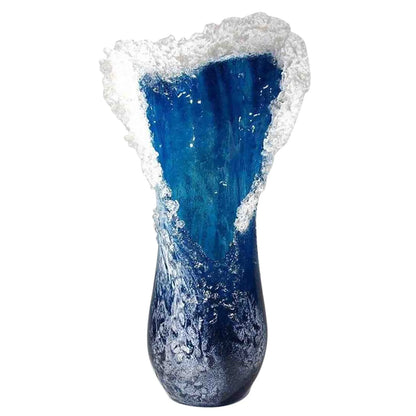 Sea Wave Vase, Wavy Vase Resin Blue