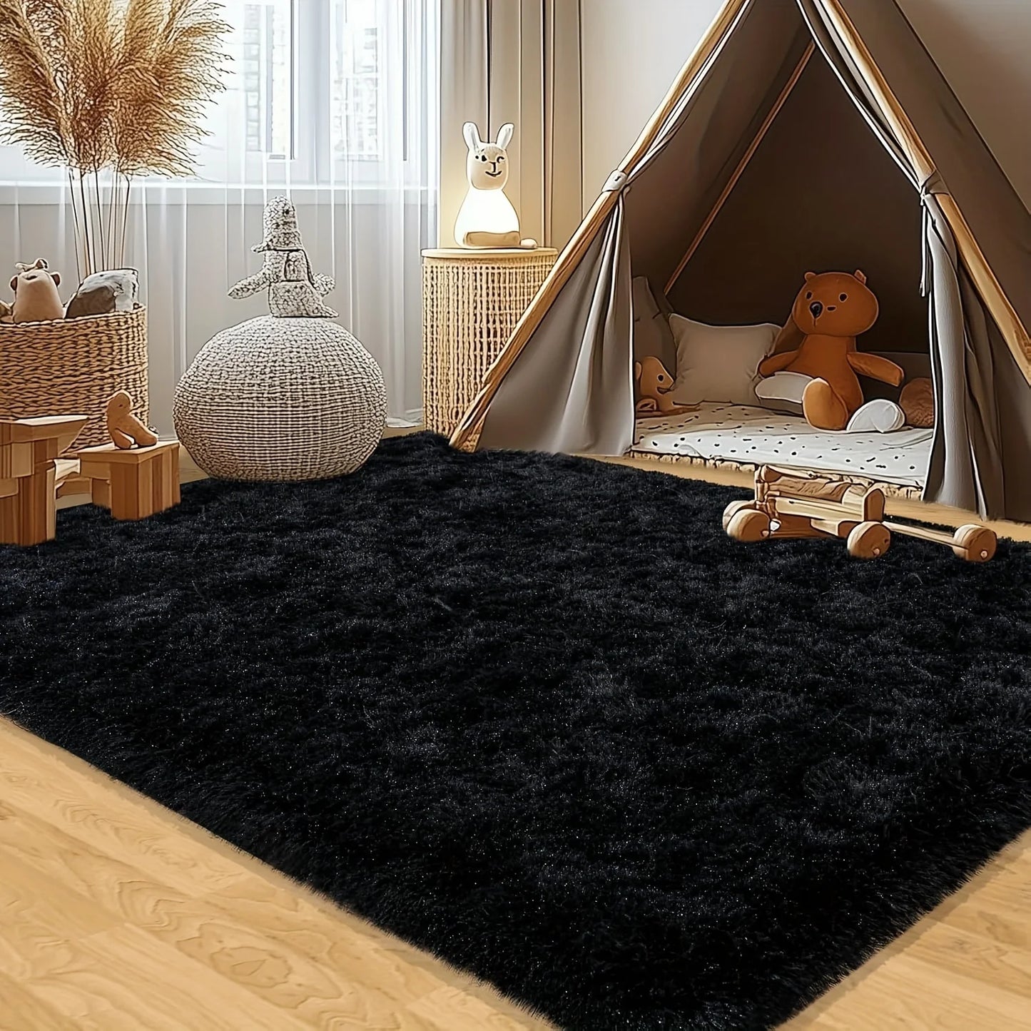 Large plush area rug, decorative for living room, super soft and fluffy plush rug for bedroom