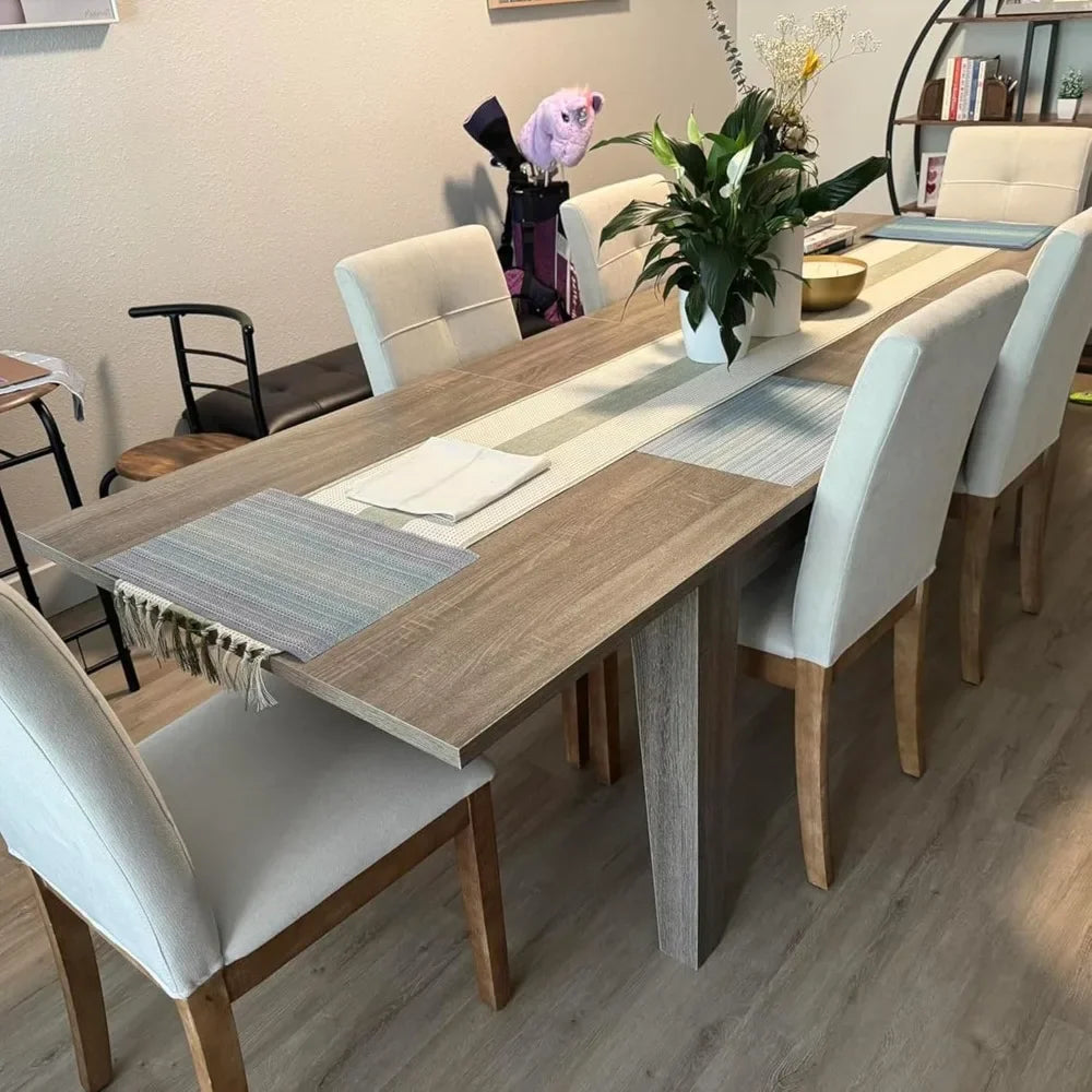 Dining Chairs , Modern Upholstered Fabric Dining Room Chairs, Armless Kitchen Chairs with Wood Legs and Padded Seat