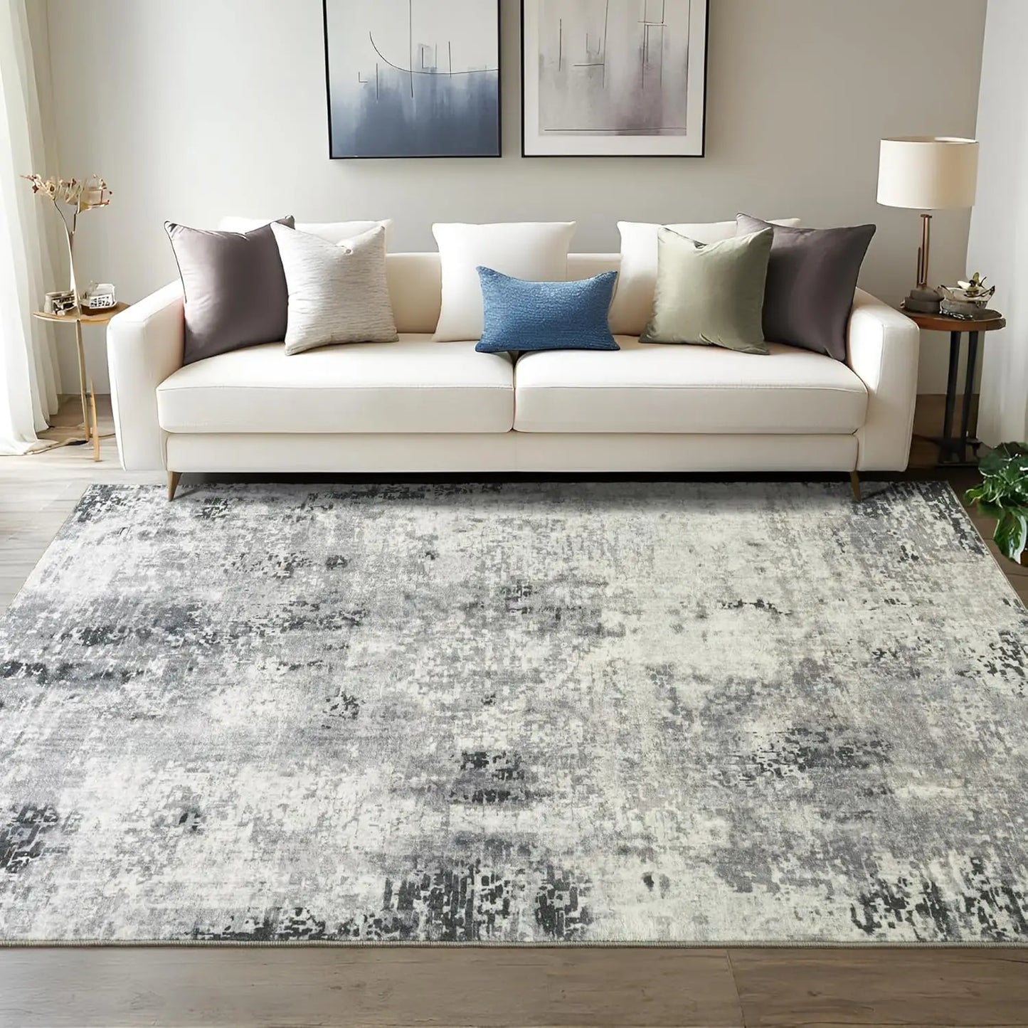 Living Room Area Rugs Soft Large Modern Abstract Area Rug, Vintage Machine Washable Non Slip Carpet , Low Pile Rugs